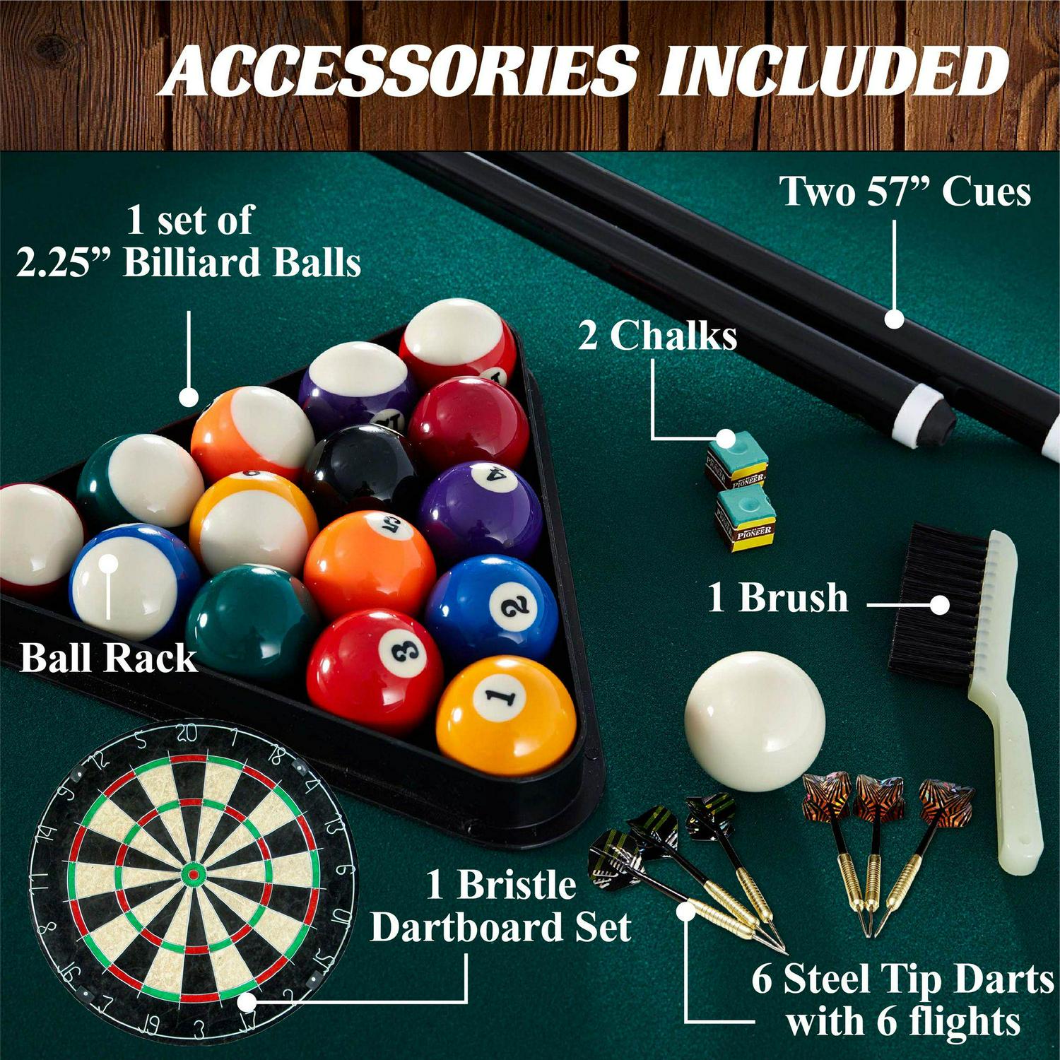 Barrington Ball And Claw Leg Billiard Pool Table With Cue Rack And