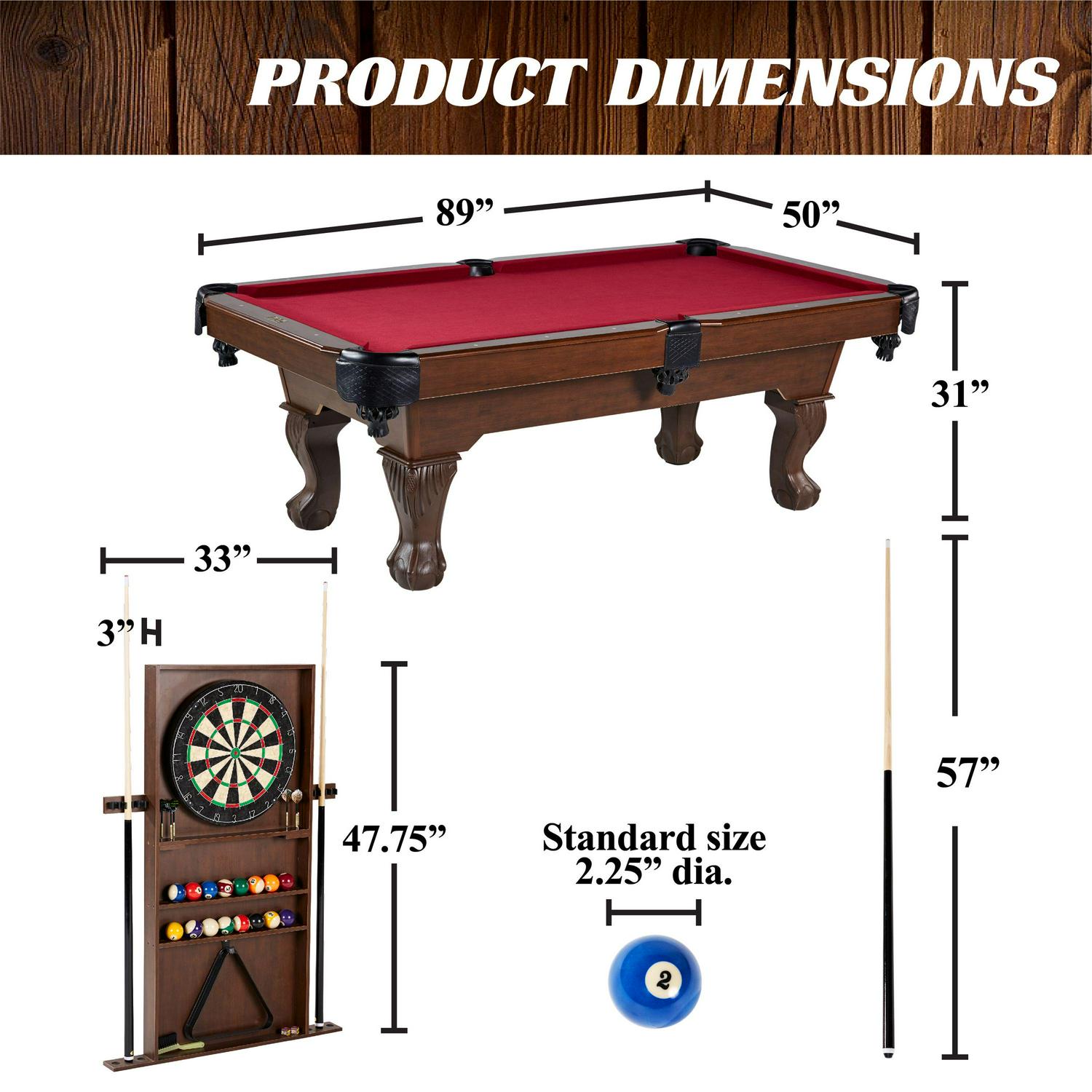 Barrington Ball And Claw Leg Billiard Pool Table With Cue Rack And