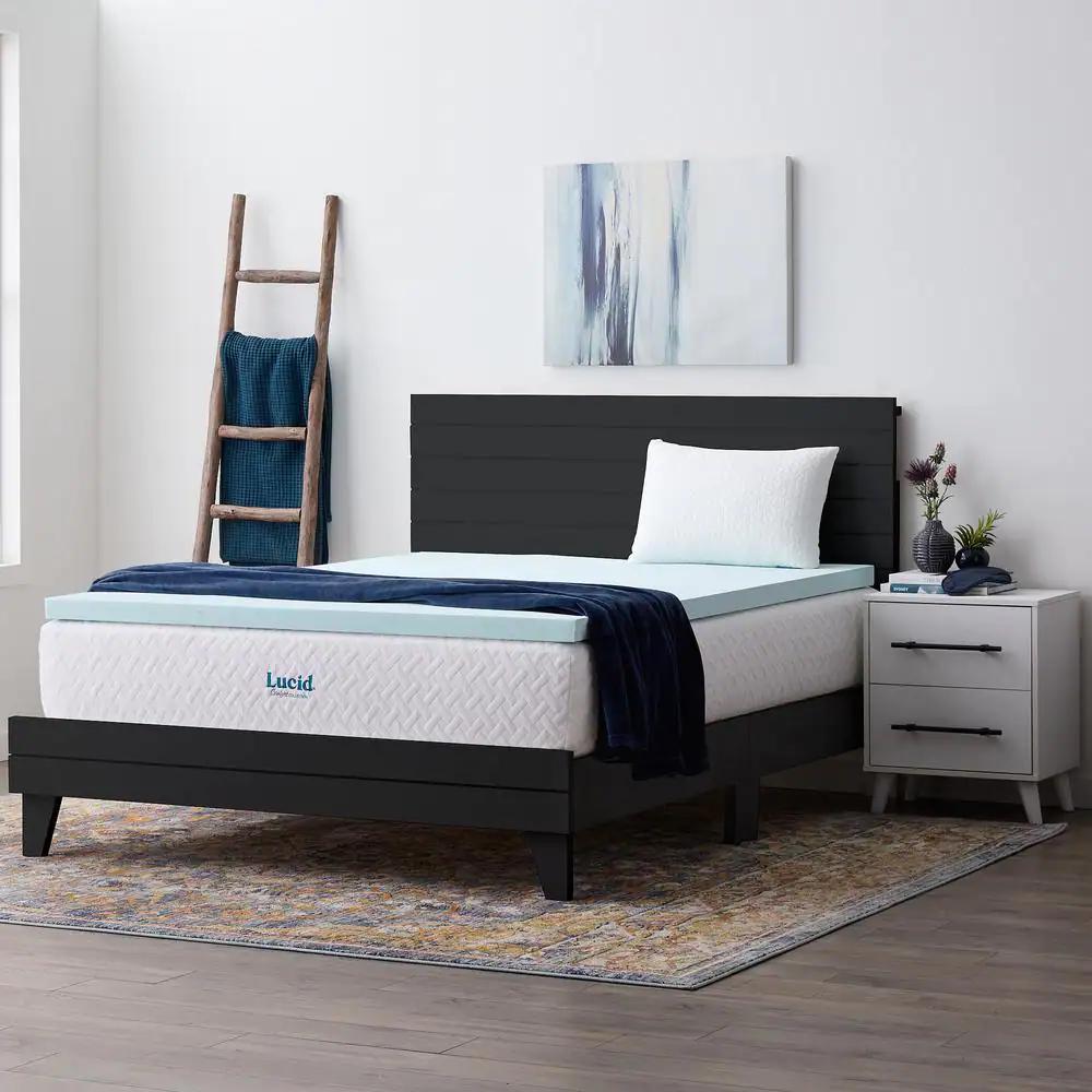 LUCID 2, 3, 4 Inch Cooling Gel Memory Foam Mattress Topper -Twin Full Queen King