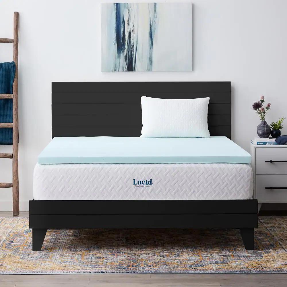 LUCID 2, 3, 4 Inch Cooling Gel Memory Foam Mattress Topper -Twin Full Queen King