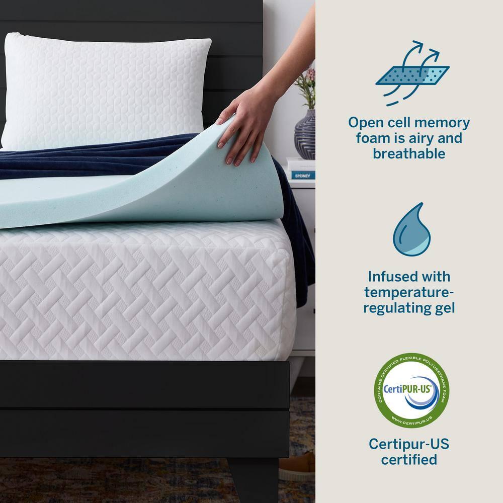 LUCID 2, 3, 4 Inch Cooling Gel Memory Foam Mattress Topper -Twin Full Queen King