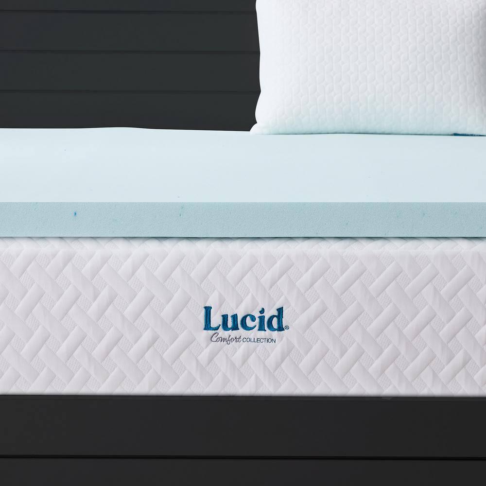 LUCID 2, 3, 4 Inch Cooling Gel Memory Foam Mattress Topper -Twin Full Queen King