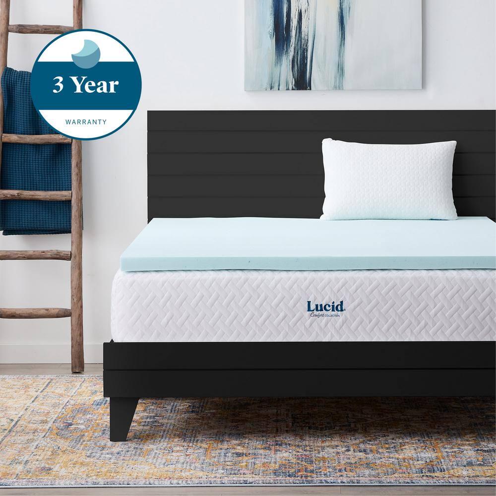 LUCID 2, 3, 4 Inch Cooling Gel Memory Foam Mattress Topper -Twin Full Queen King