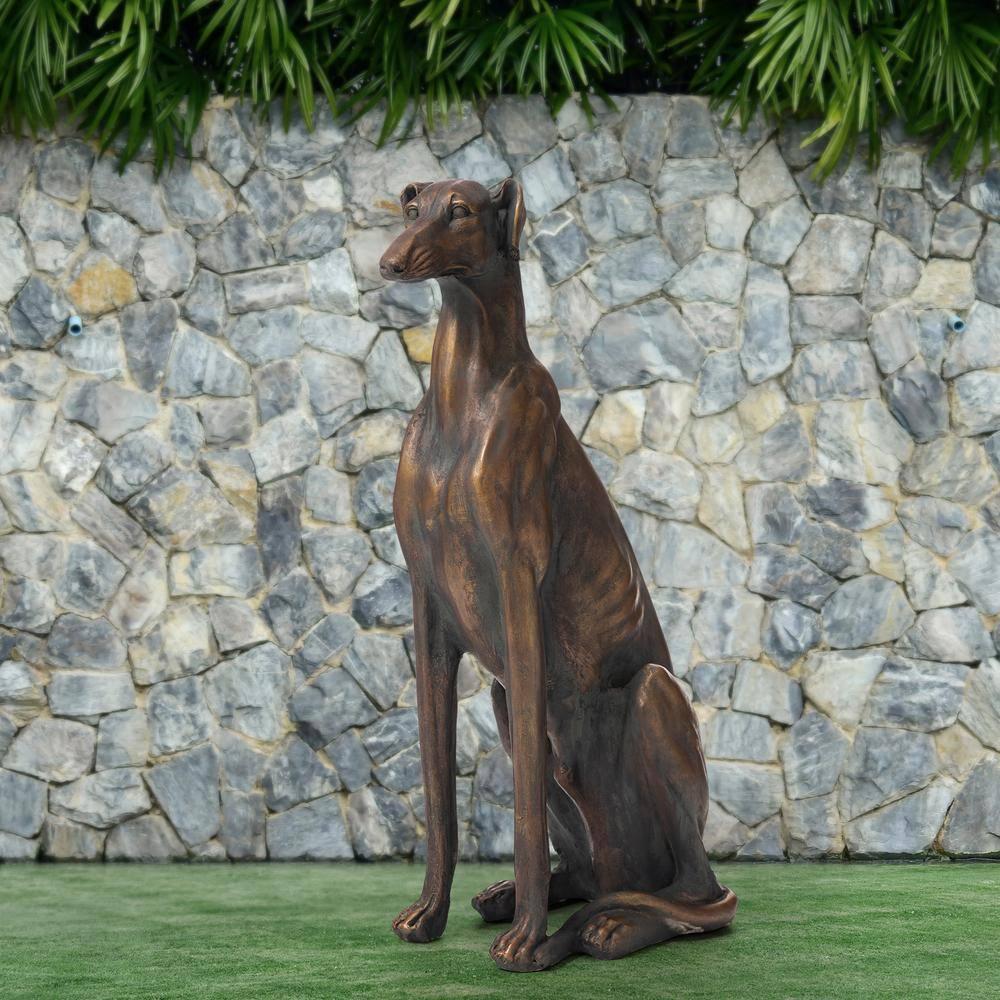 Large Tall Sitting Greyhound Dog Sculpture Realistic Detailed Floor Statue, 30"H