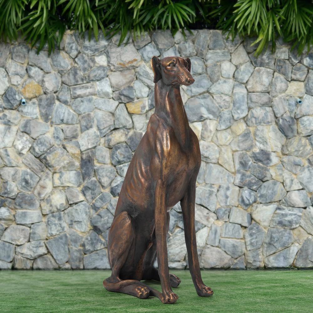 Large Tall Sitting Greyhound Dog Sculpture Realistic Detailed Floor Statue, 30"H