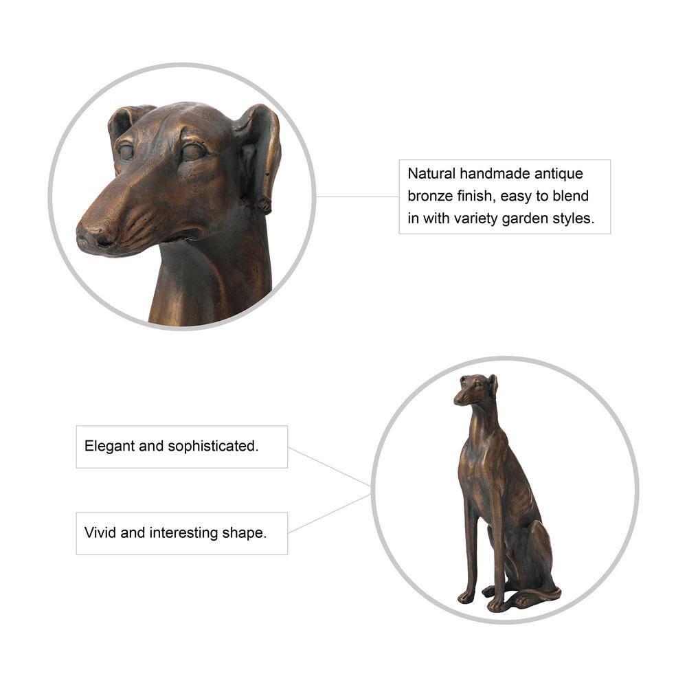 Large Tall Sitting Greyhound Dog Sculpture Realistic Detailed Floor Statue, 30"H