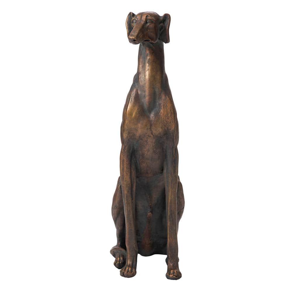 Large Tall Sitting Greyhound Dog Sculpture Realistic Detailed Floor Statue, 30"H