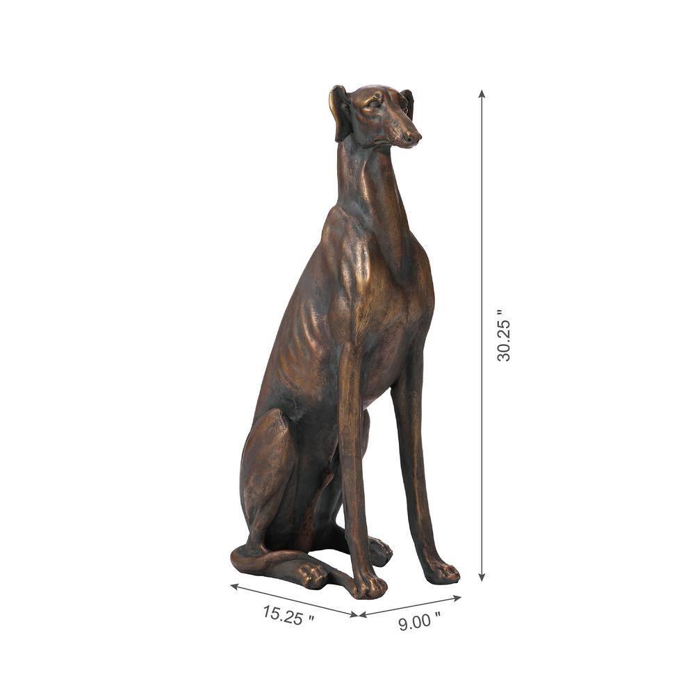 Large Tall Sitting Greyhound Dog Sculpture Realistic Detailed Floor Statue, 30"H