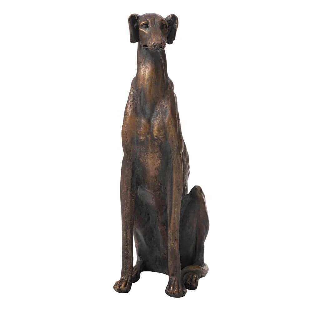 Large Tall Sitting Greyhound Dog Sculpture Realistic Detailed Floor Statue, 30"H