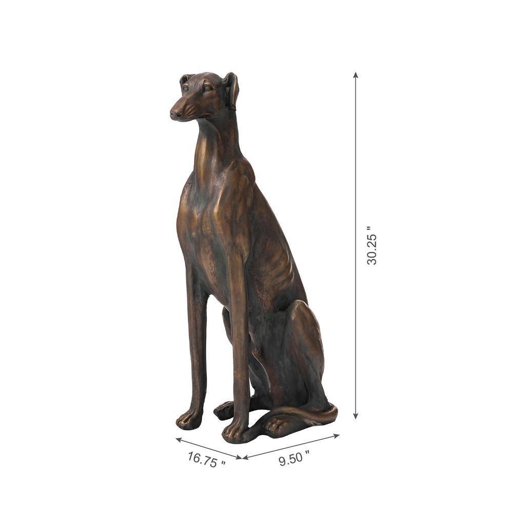 Large Tall Sitting Greyhound Dog Sculpture Realistic Detailed Floor Statue, 30"H