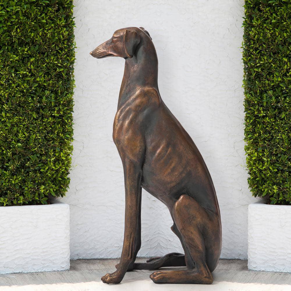 Large Tall Sitting Greyhound Dog Sculpture Realistic Detailed Floor Statue, 30"H