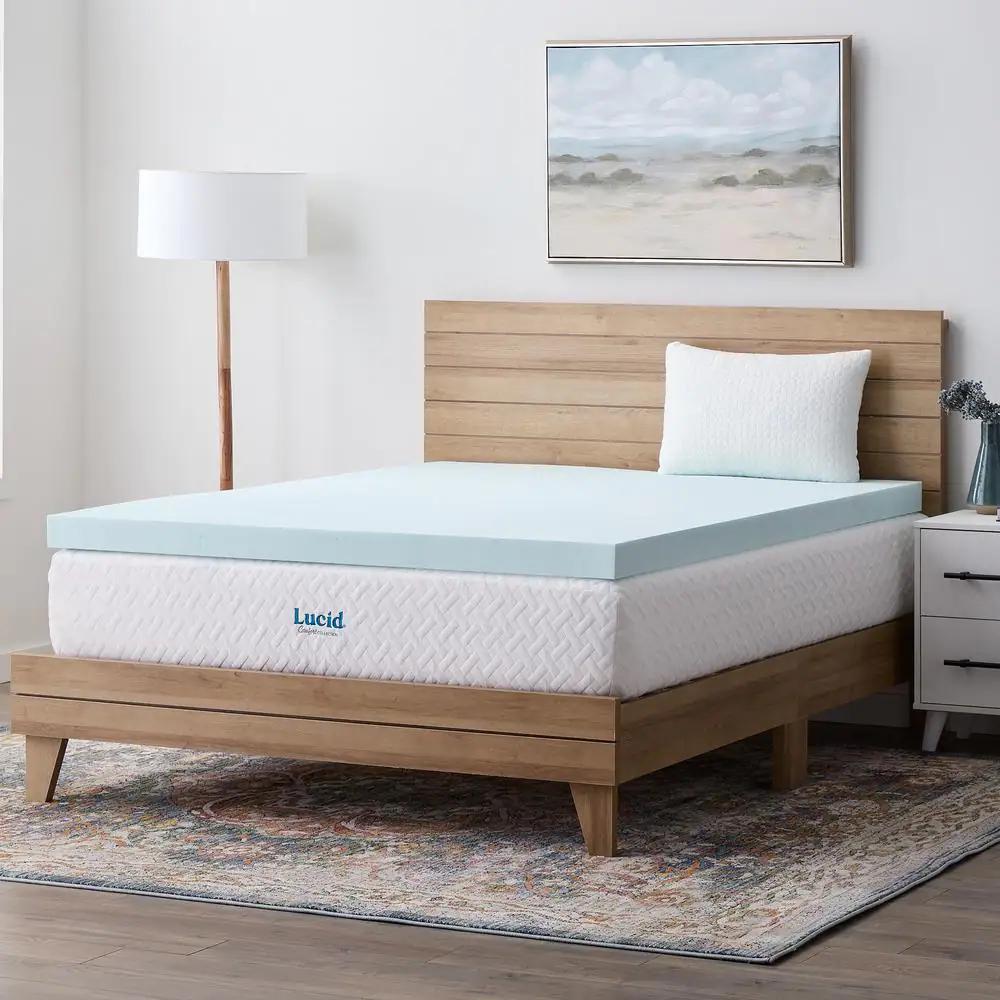 LUCID 2, 3, 4 Inch Cooling Gel Memory Foam Mattress Topper -Twin Full Queen King