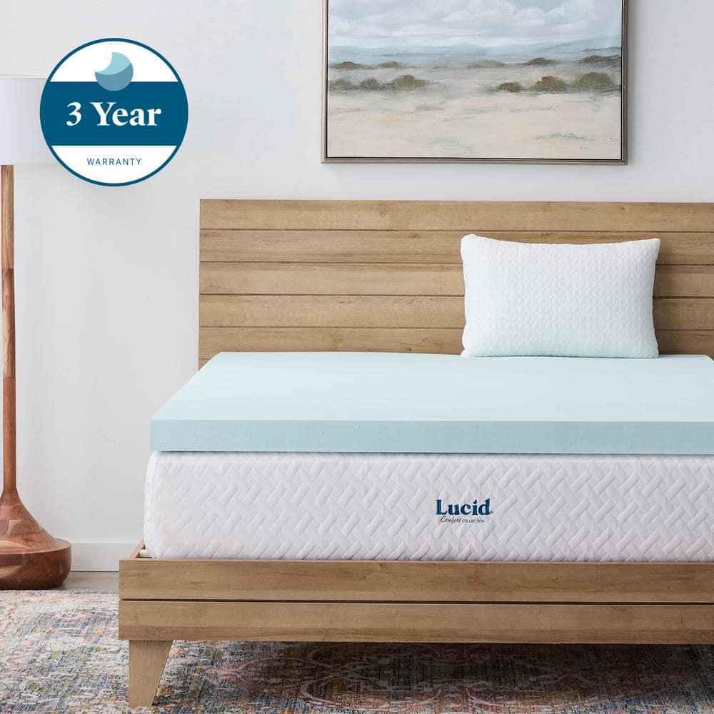 LUCID 2, 3, 4 Inch Cooling Gel Memory Foam Mattress Topper -Twin Full Queen King