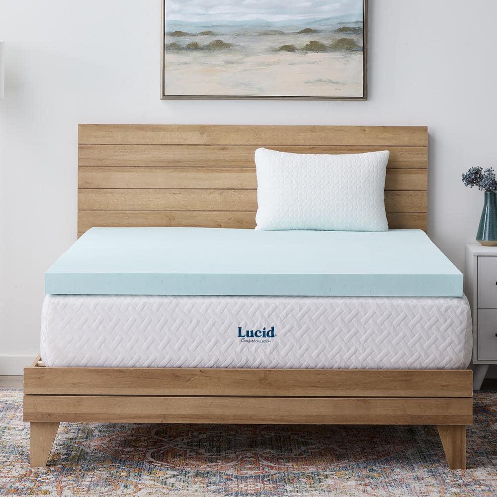 LUCID 2, 3, 4 Inch Cooling Gel Memory Foam Mattress Topper -Twin Full Queen King