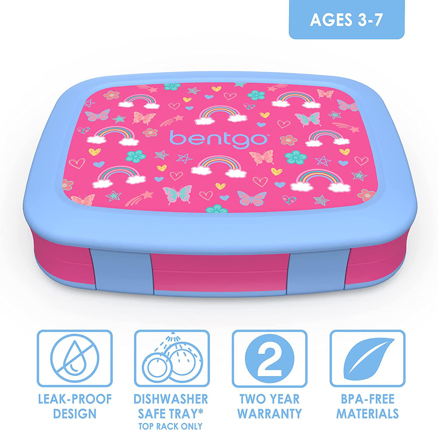 Bentgo Kids Prints Leak-Proof, 5-Compartment Bento-Style Kids Lunch Box -  BPA-Free, Dishwasher Safe, Food-Safe Materials (Pink Dots) 