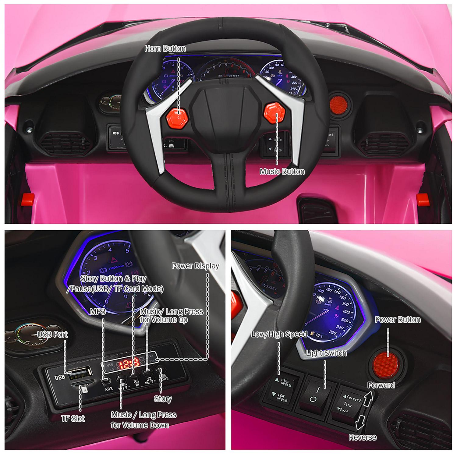 Kids Ride On Car 2.4G RC Electric Vehicle W/ Lights MP3 Openable Doors 12V - Picture 22 of 42