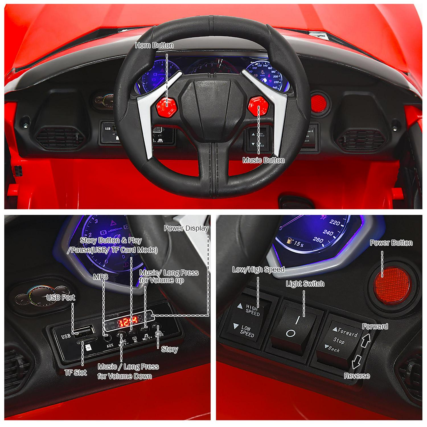 Kids Ride On Car 2.4G RC Electric Vehicle W/ Lights MP3 Openable Doors 12V - Picture 32 of 42