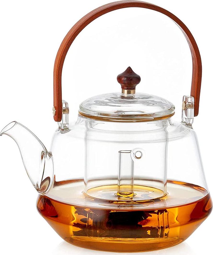 DOPUDO 1250ml/ 42oz Glass stovetop teapot for loose
