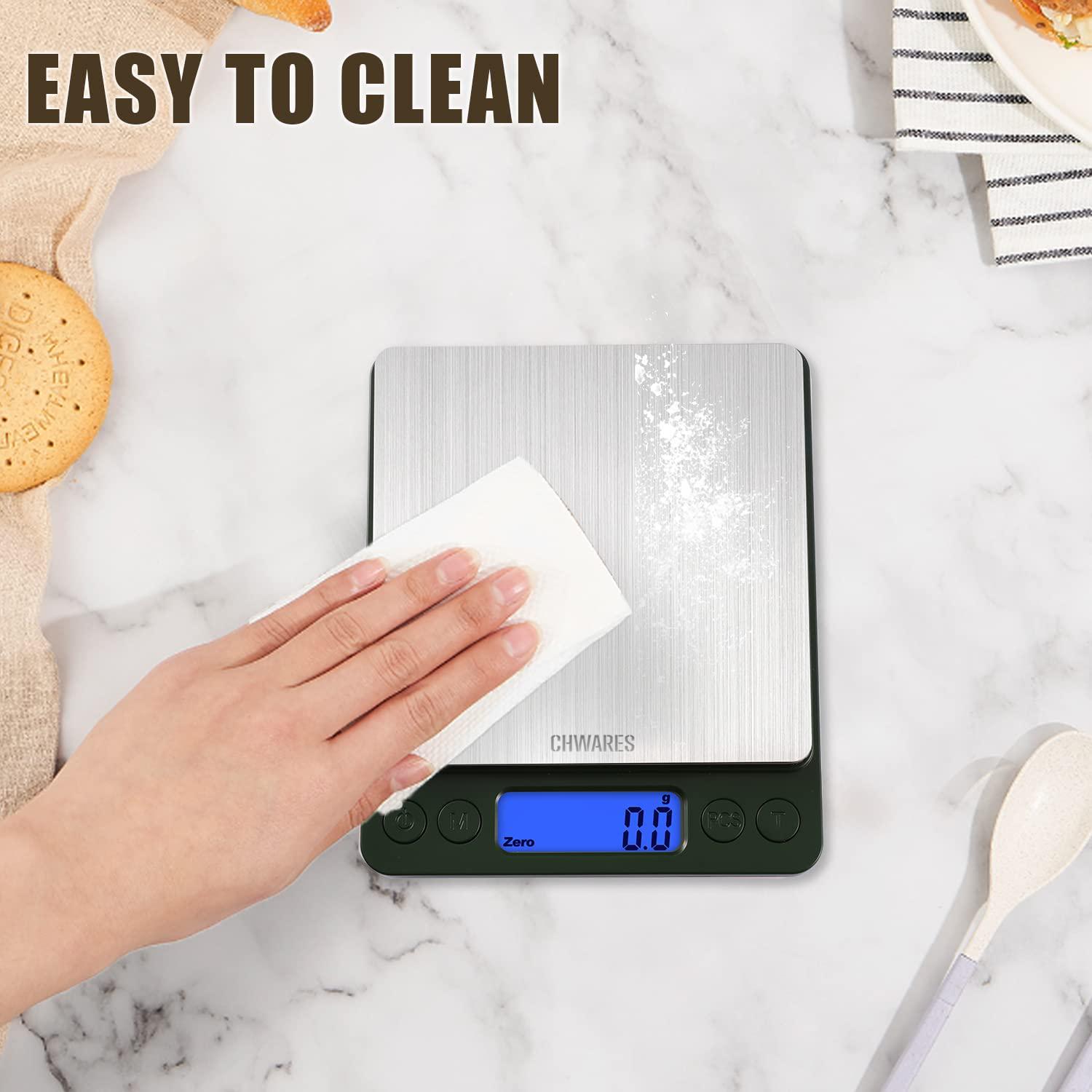 Food Scale, CHWARES Rechargeable Kitchen Scale with Trays 3000g