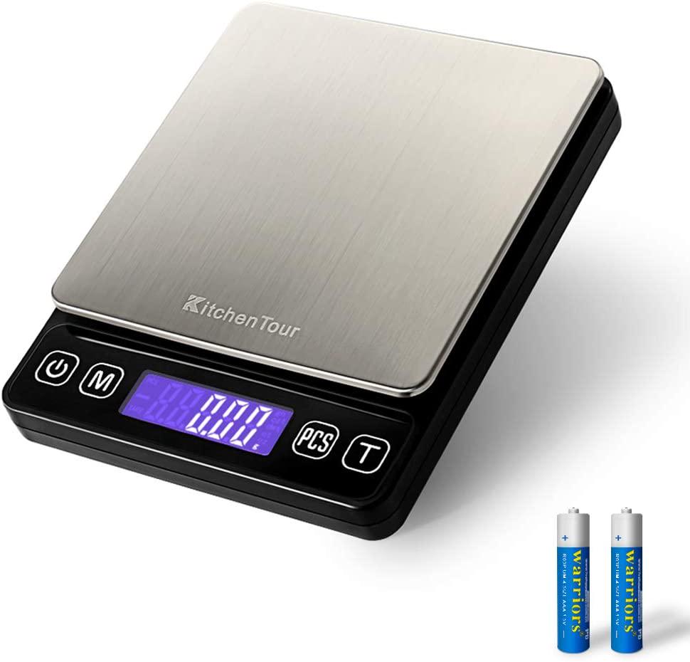 KitchenTour Digital Kitchen Scale - 500g/0.01g High Accuracy Precision  Multifunction Food Meat Pocket Scale Jewelry Lab Carat Powder Scale with