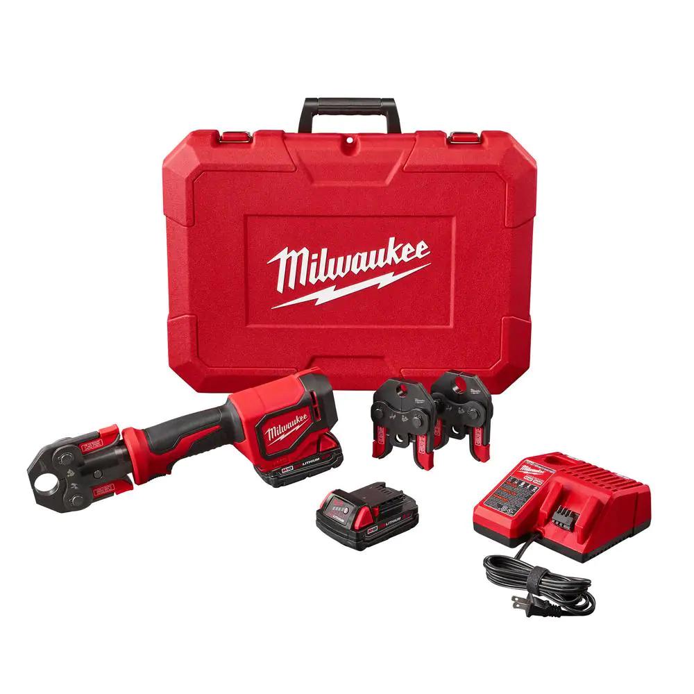 Milwaukee Cordless Short Throw Press Tool Kit 18-Volt With 3-PEX Crimp Jaws Red
