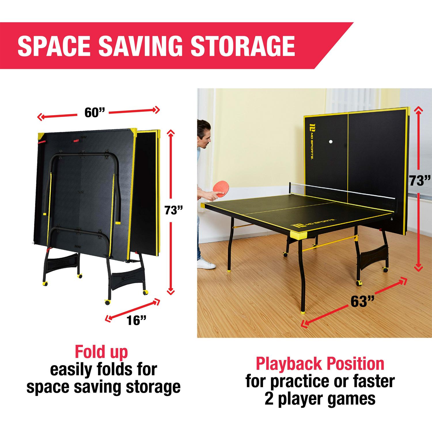 MD Sports Official Size 15 mm 4 Piece Indoor Table Tennis