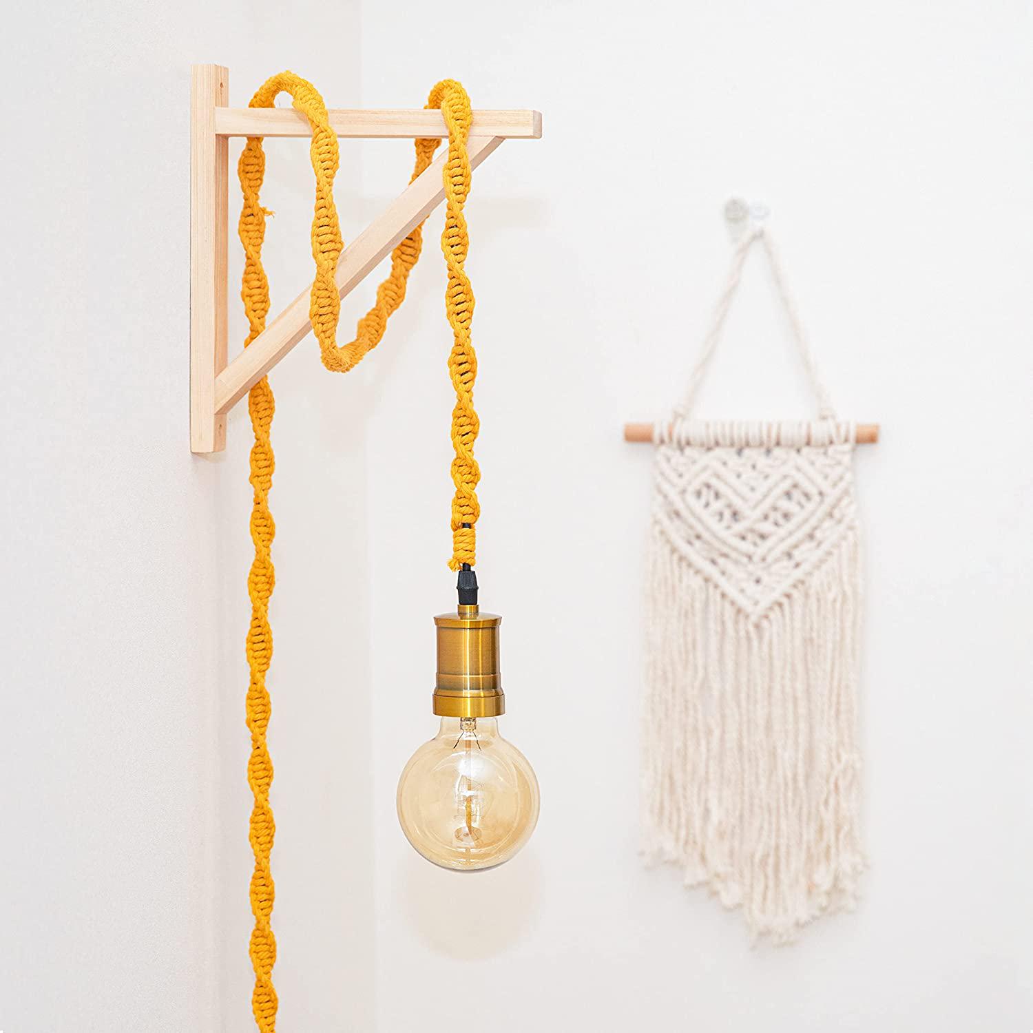 macrame plug in pendant light