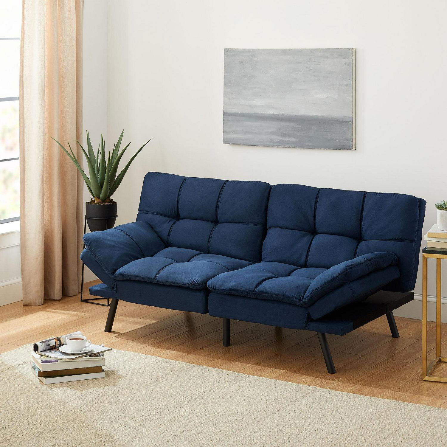 grey suede futon