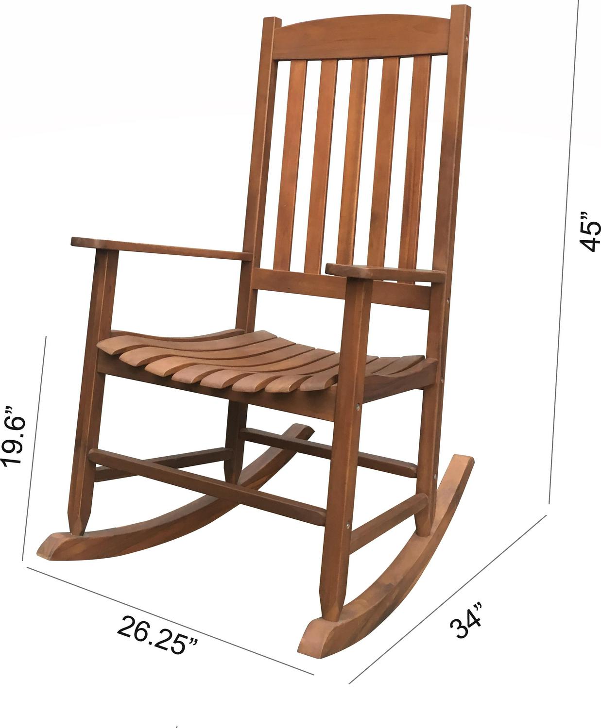 Outdoor Wood Porch Rocking Chair Weather Resistant Support Up To 250 lbs Populaire aanbiedingen