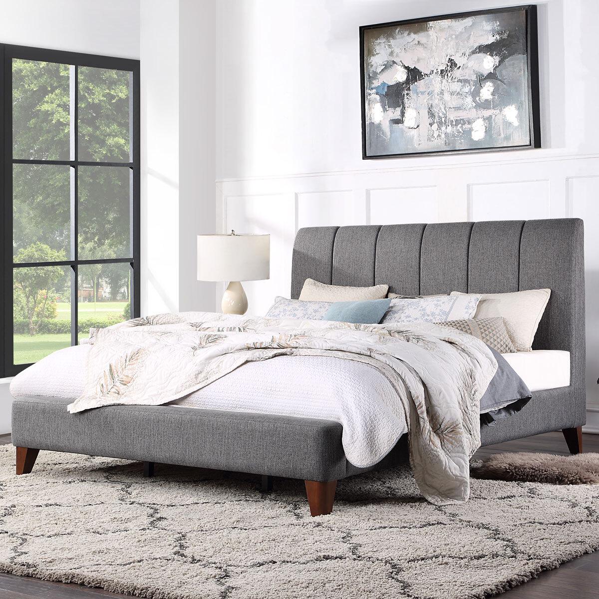 Northridge Home Grey Upholstered Bed Frame