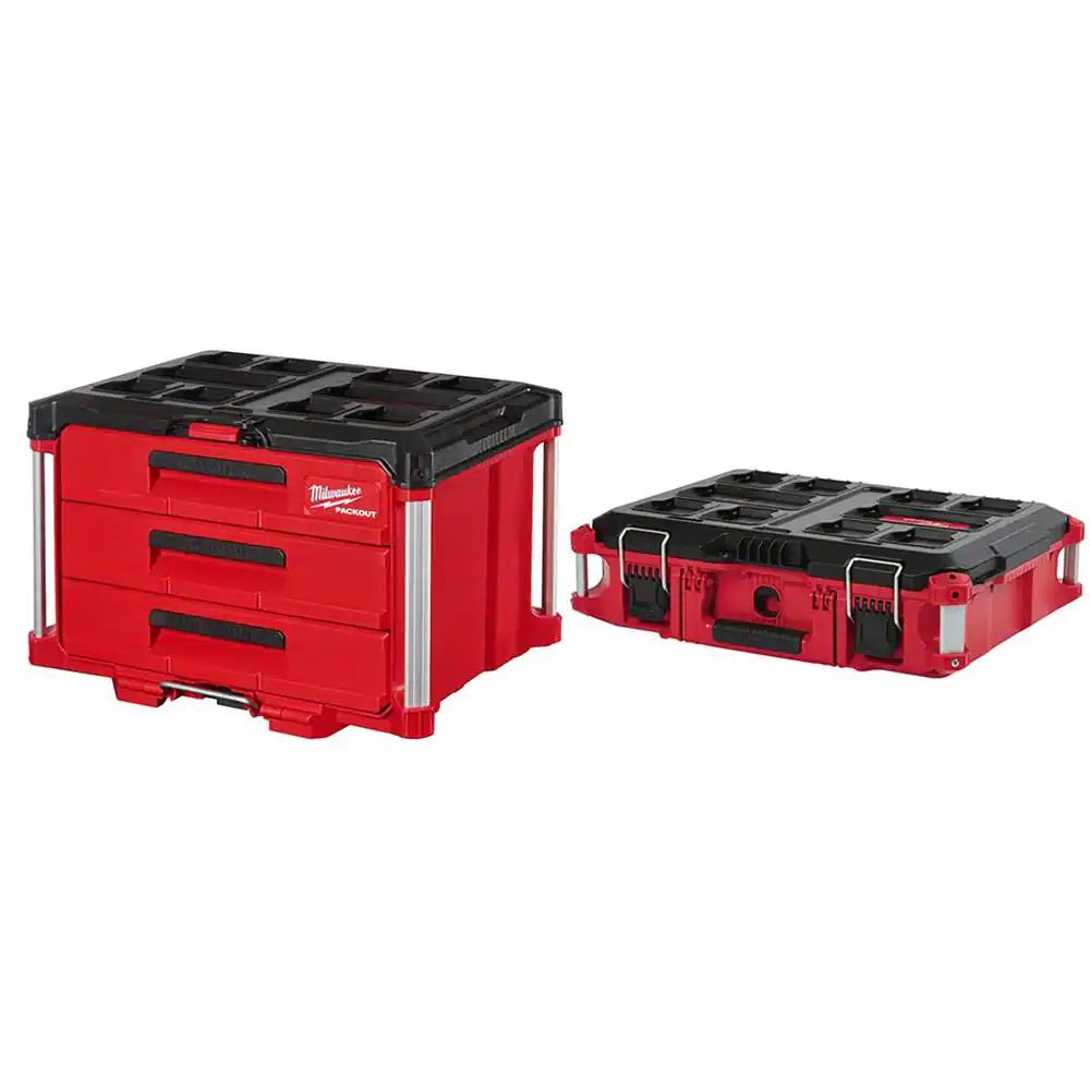 MILWAUKEE TOOL BOX PACKOUT 3Drawer 50 lbs. Lockable Polypropylene in