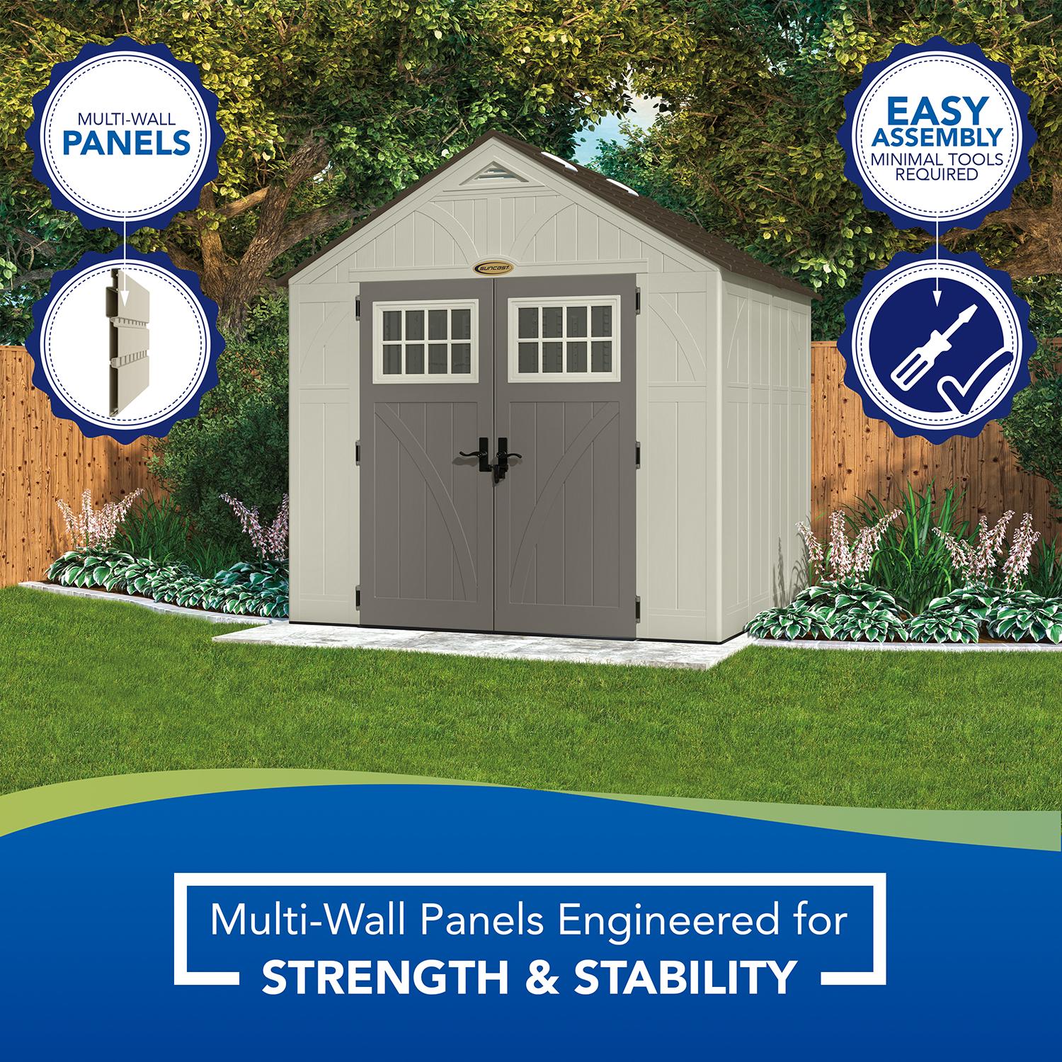 Suncast 7 X 8 Ft Metal And Resin Storage Shed Vanilla EBay