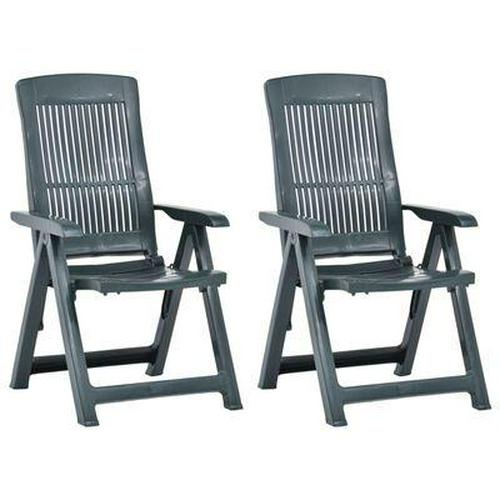 2 Reclining Chairs Garden Plastic Folding Chair Set Adjustable Outdoor Indoor - Picture 23 of 40