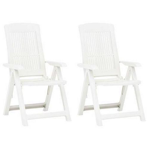 2 Reclining Chairs Garden Plastic Folding Chair Set Adjustable Outdoor Indoor - Picture 32 of 40