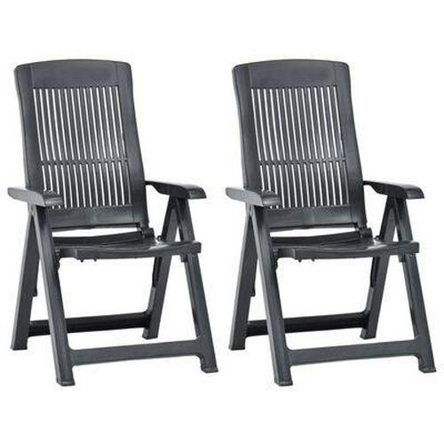 2 Reclining Chairs Garden Plastic Folding Chair Set Adjustable Outdoor Indoor