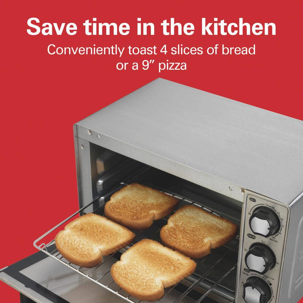 Hamilton Beach 4-Slice Silver Toaster Oven (1100-Watt) in the Toaster Ovens  department at