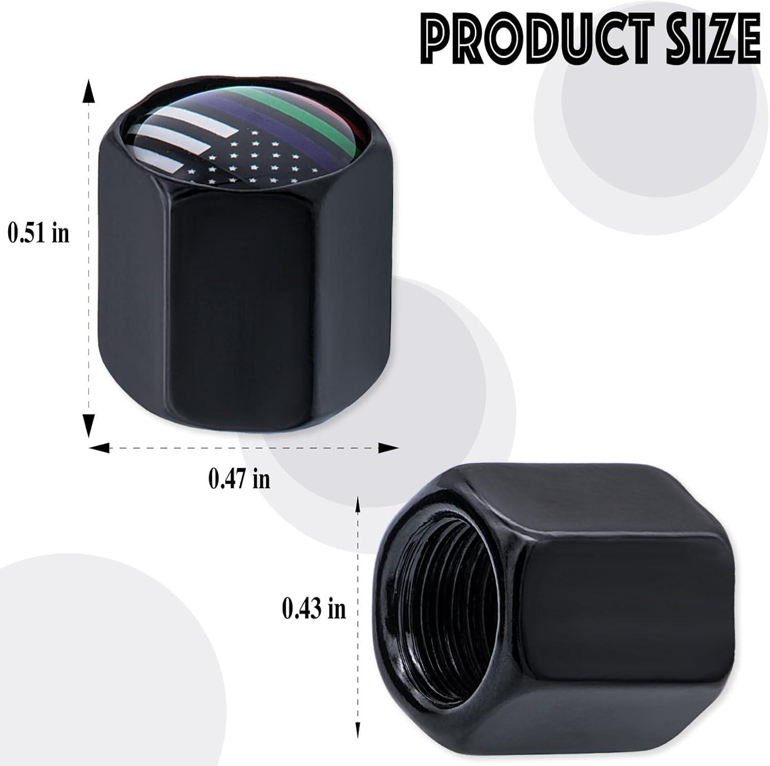 8PCS American Flag Tire Valve Stem Caps, Black Premium Alloy Wheel Valve Covers, - Picture 16 of 35