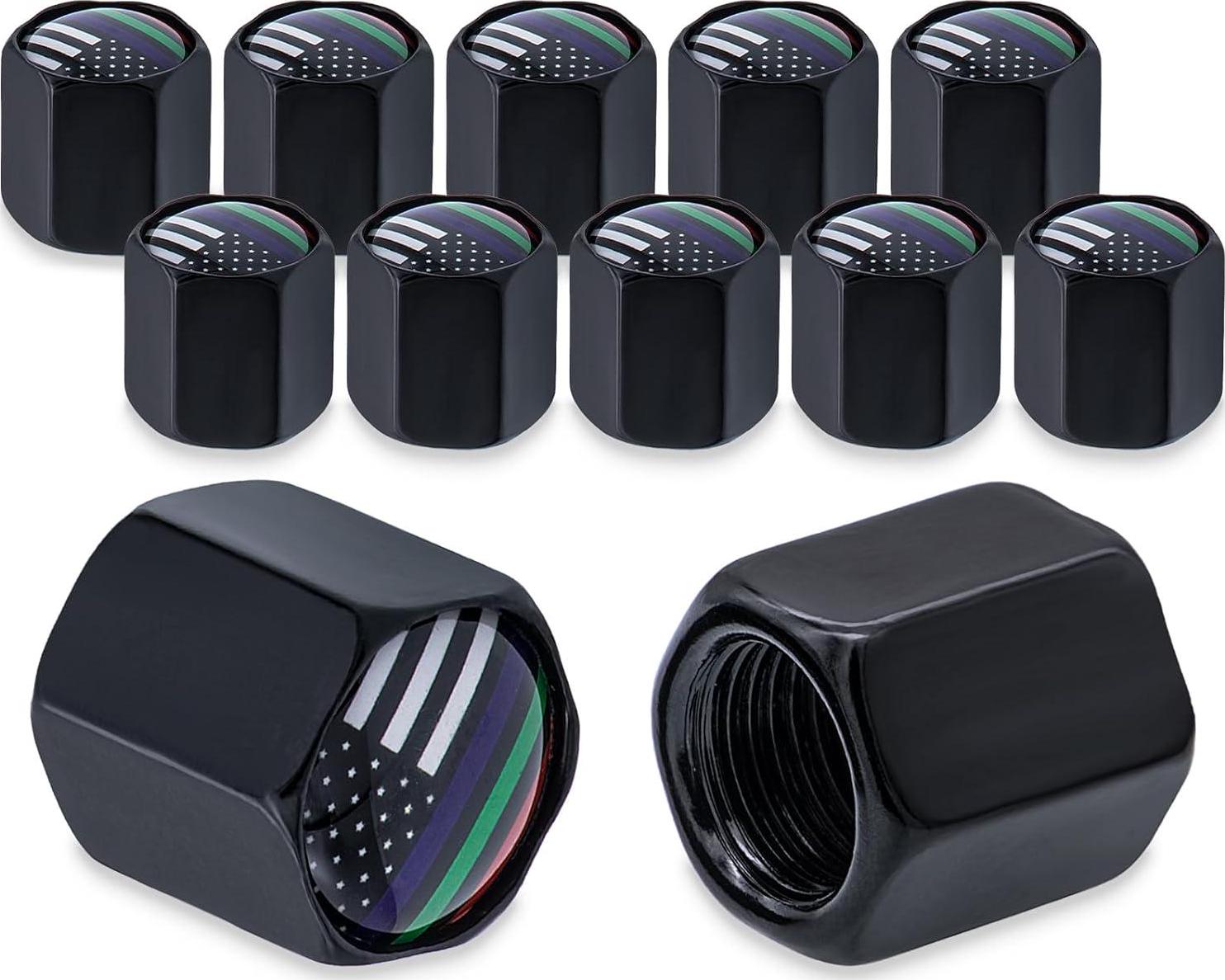 8PCS American Flag Tire Valve Stem Caps, Black Premium Alloy Wheel Valve Covers, - Picture 15 of 35