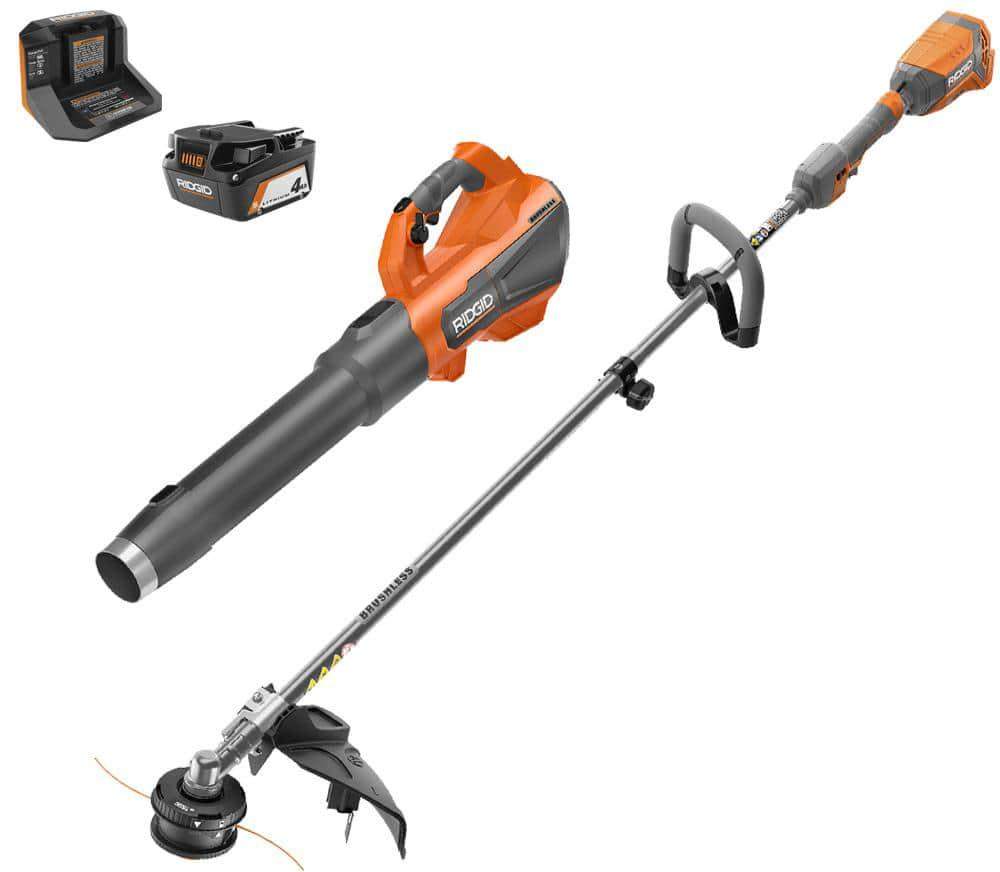 RIDGID String Trimmer 18-V+Brushless W/ Blower+1-Battery+ RIDGID String Trimmer 18-V+Brushless W/ Blower+1-Battery+