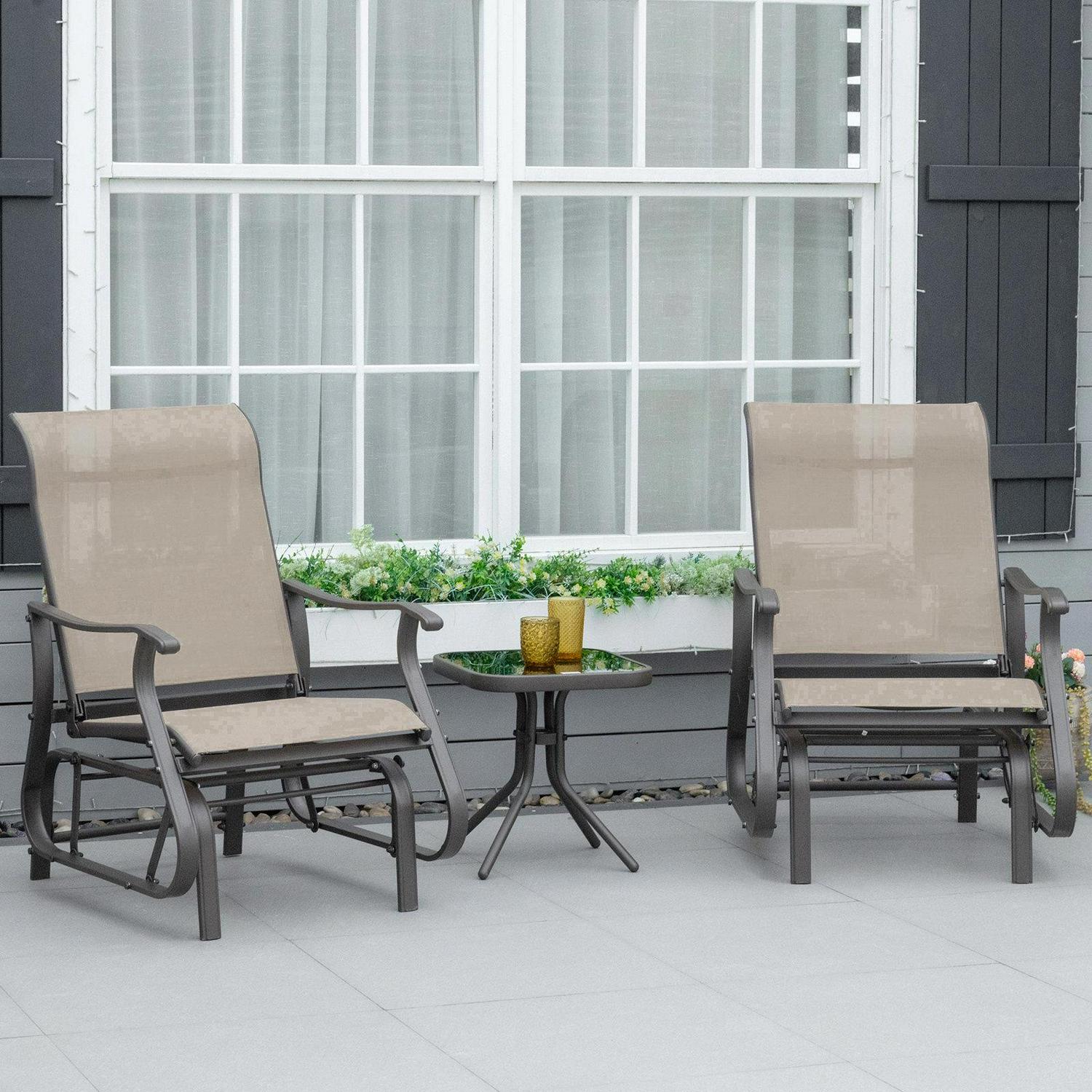 Gliding Rocking Chairs Bistro Tea Table Garden 2-Person Swing Seat Patio - Picture 20 of 21