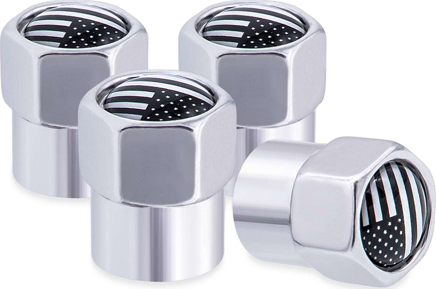 8PCS American Flag Tire Valve Stem Caps, Black Premium Alloy Wheel Valve Covers, - Picture 8 of 35