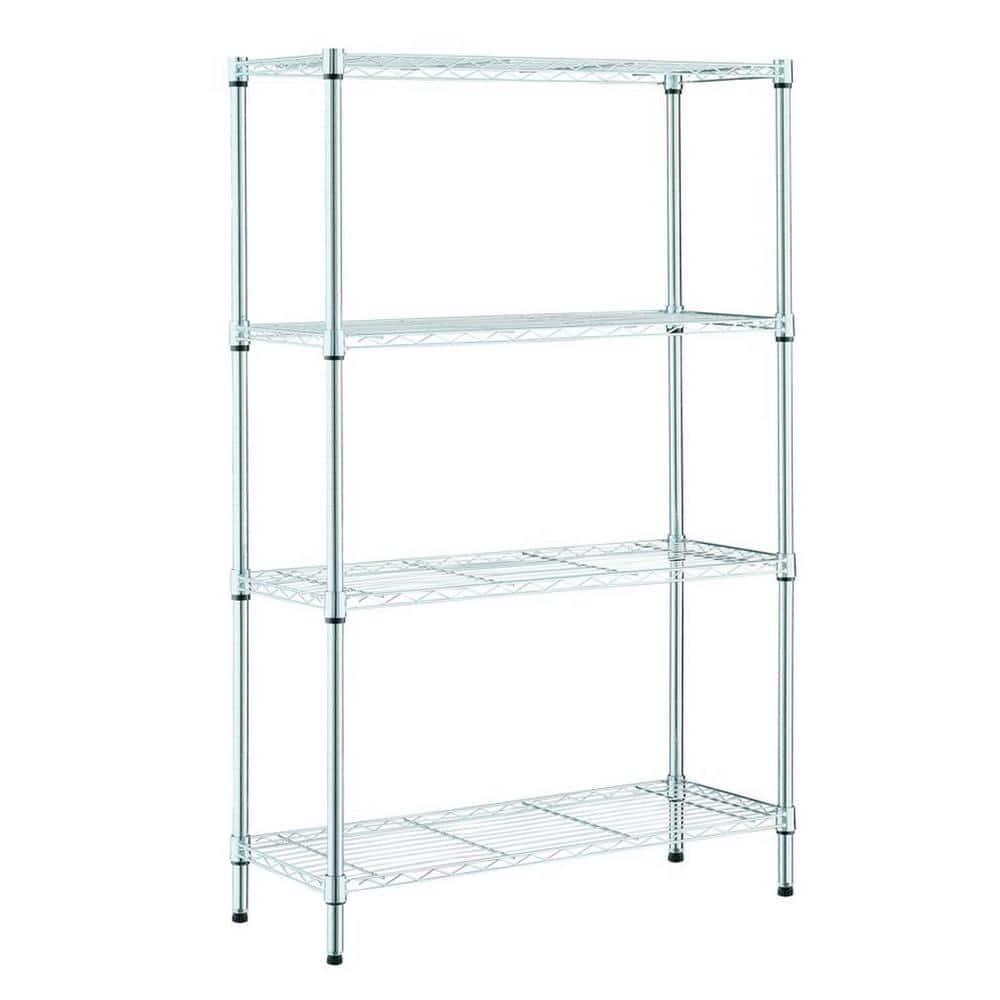 【格安saleスタート】 Steel 4-Tier Unit Shelving HDX Wire (36 Chrome ソフトドリンク