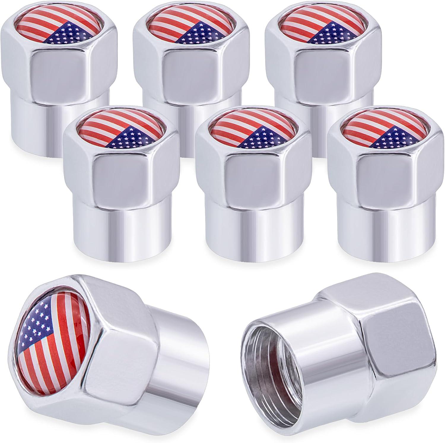 8PCS American Flag Tire Valve Stem Caps, Black Premium Alloy Wheel Valve Covers, - Picture 22 of 35