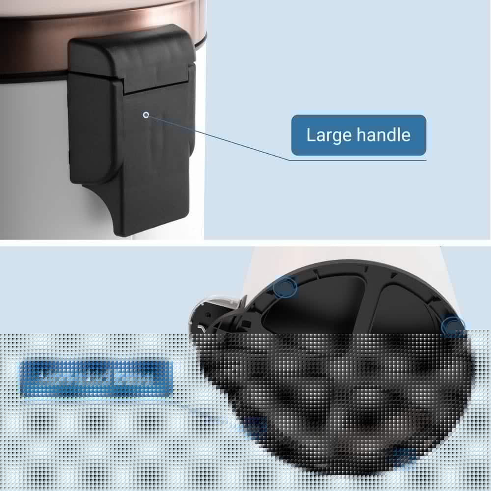 Bote de basura interior Innovaze 8 gal. Diseño de diamante escalonado de forma redonda de metal blanco - Imagen 4 de 7