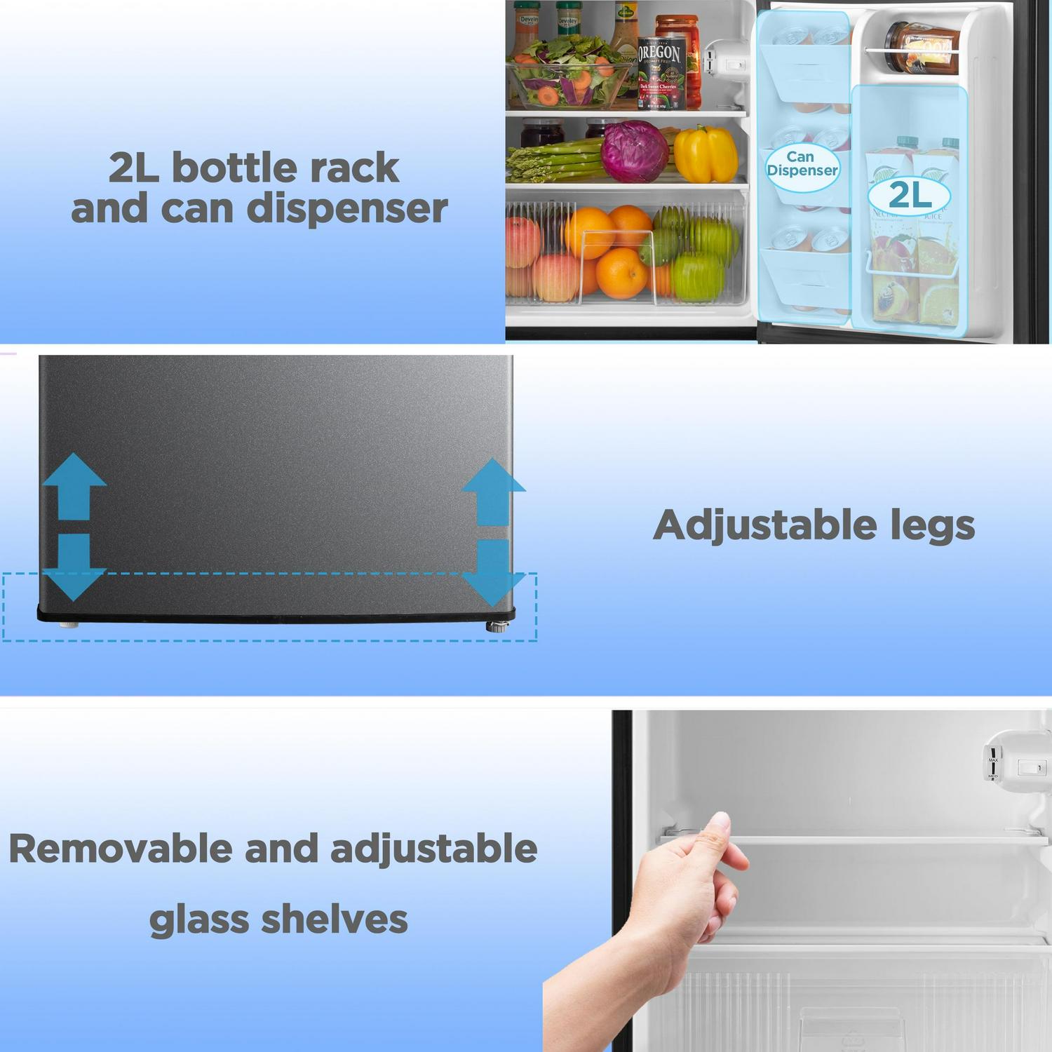 Stainless Steel Refrigerator Small Freezer Cooler Fridge Compact 3.2 cu ft. Unit