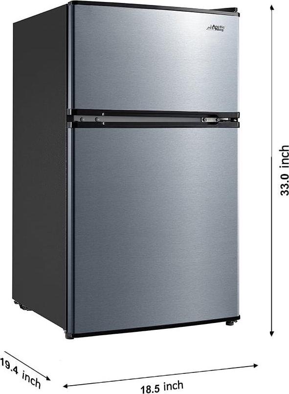 Stainless Steel Refrigerator Small Freezer Cooler Fridge Compact 3.2 cu ft. Unit