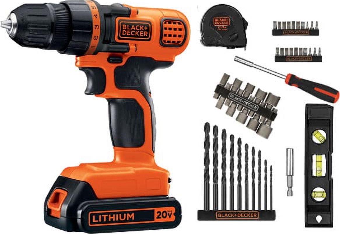 BLACK+DECKER 20-Volt MAX* Lithium-Ion Cordless Drill With 44-Piece ...