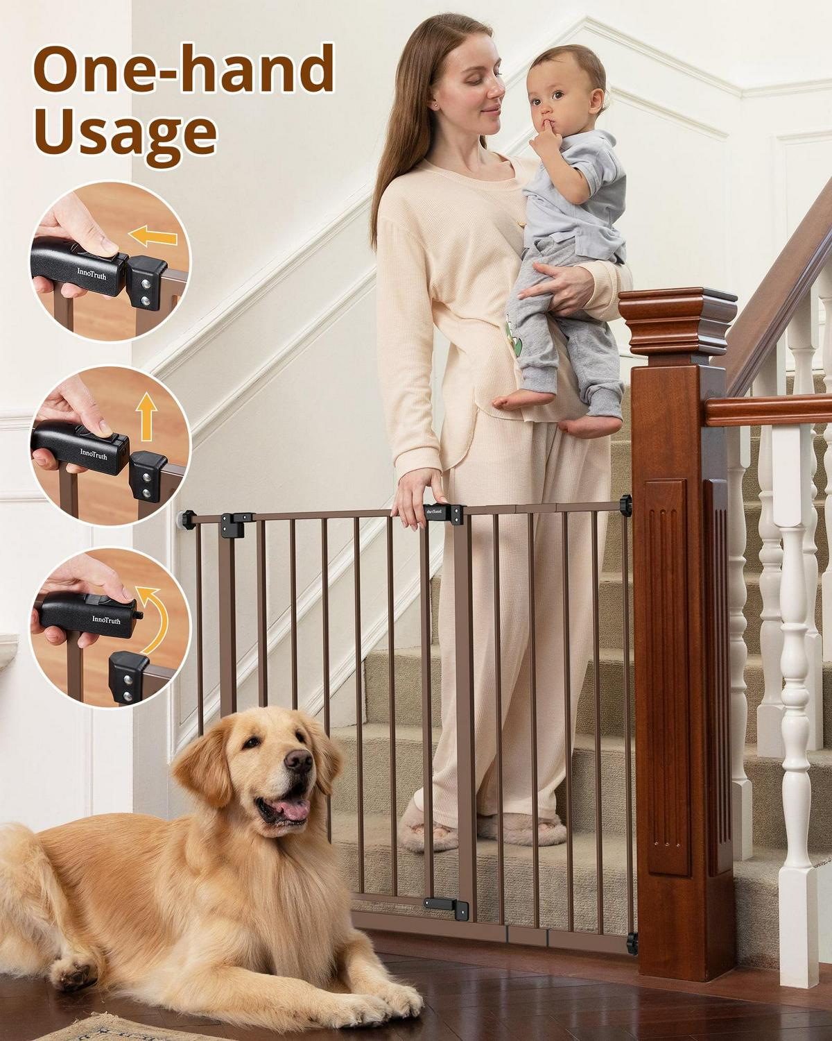 Extra Wide Baby Safety Gate for Stairs and Doorway,28.9-42.1 Wide,30 Tall ages 6