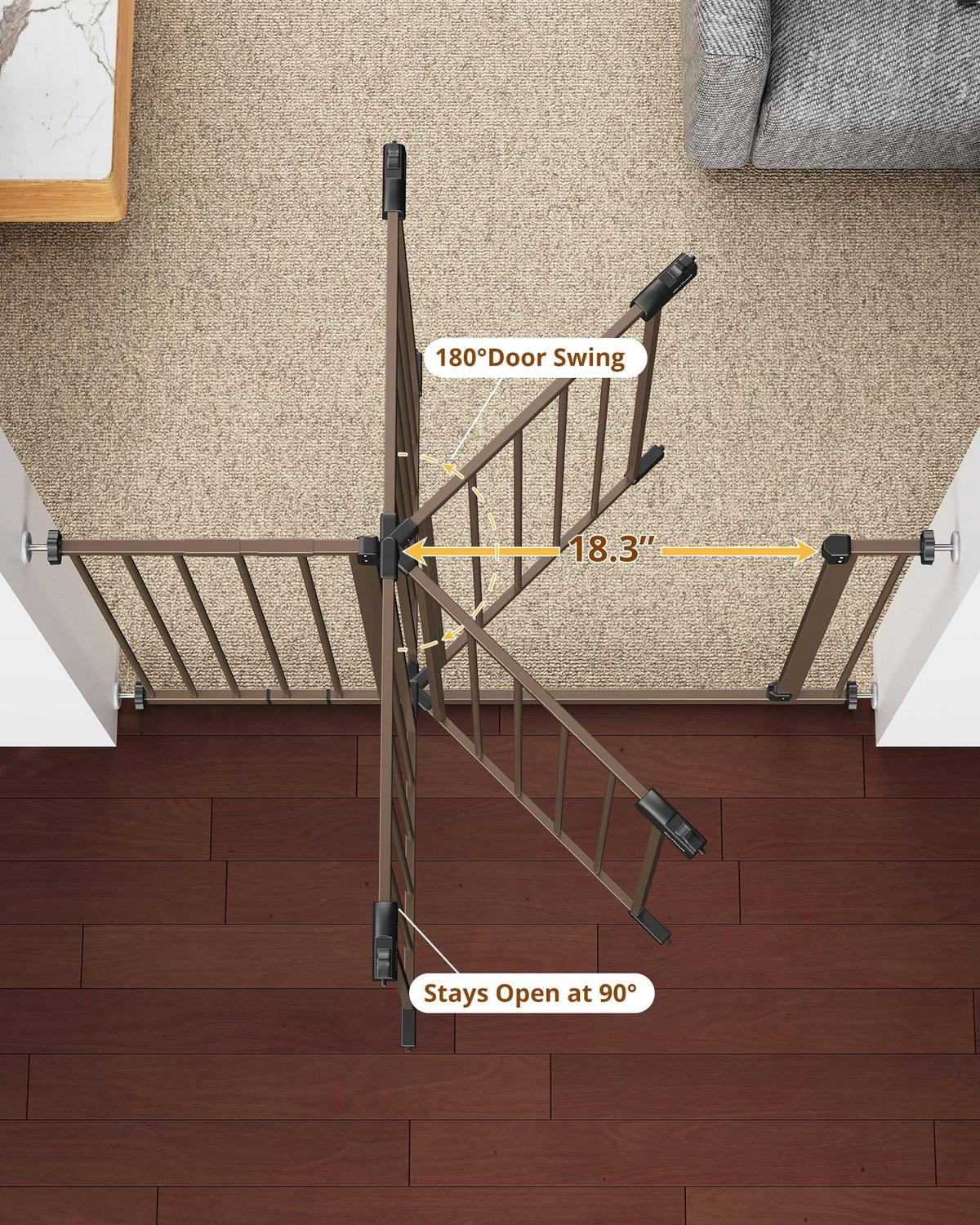 Extra Wide Baby Safety Gate for Stairs and Doorway,28.9-42.1 Wide,30 Tall ages 6