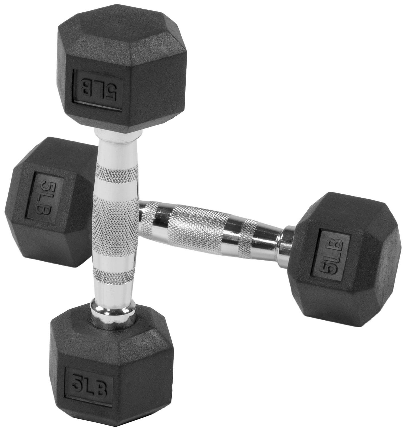 Premium Rubber Encased Hex Dumbbells sold in Pairs 5 lb-100 lb